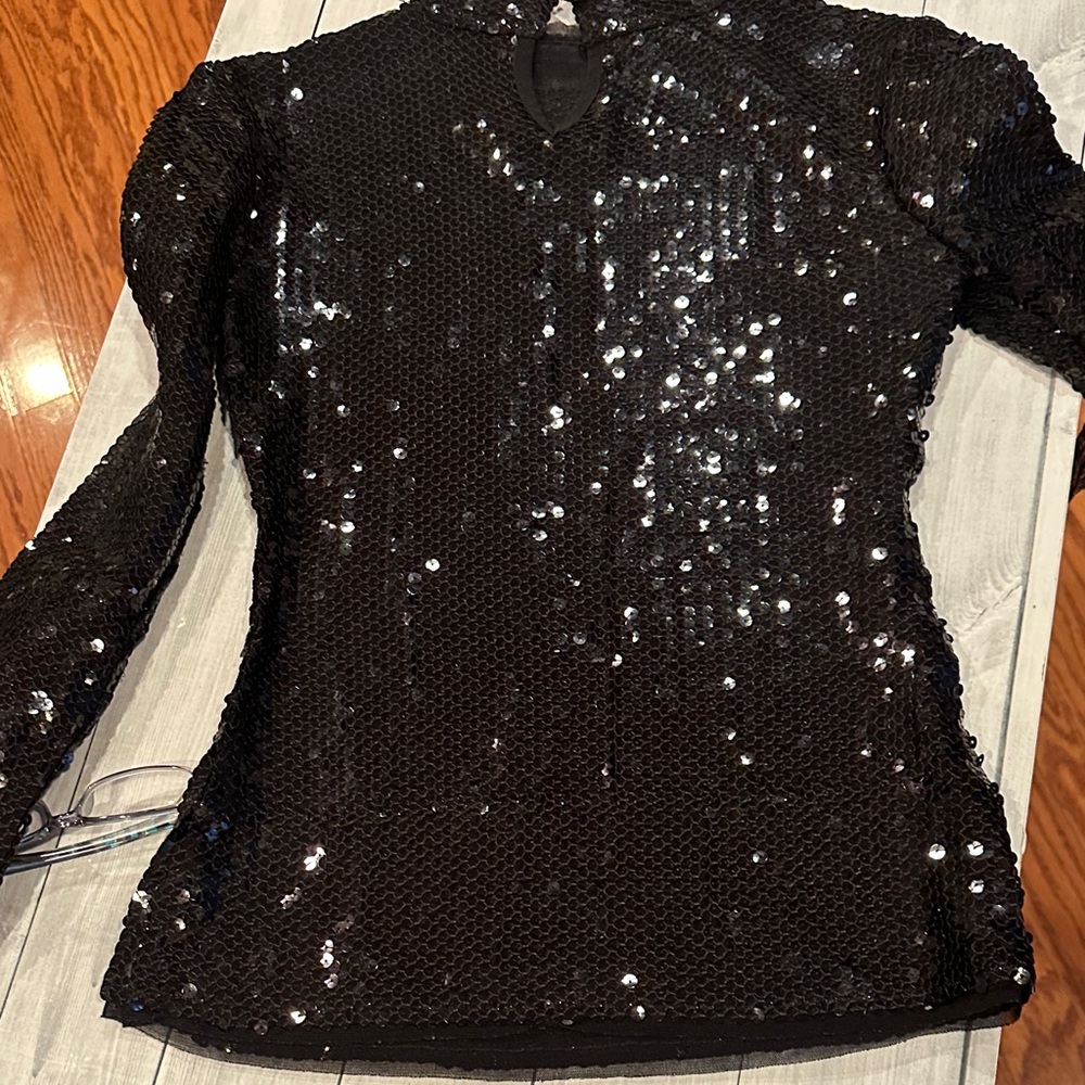 Intimately Free People Sz XS Diamond Eyes Black Sequin Top - Picture 9 of 9